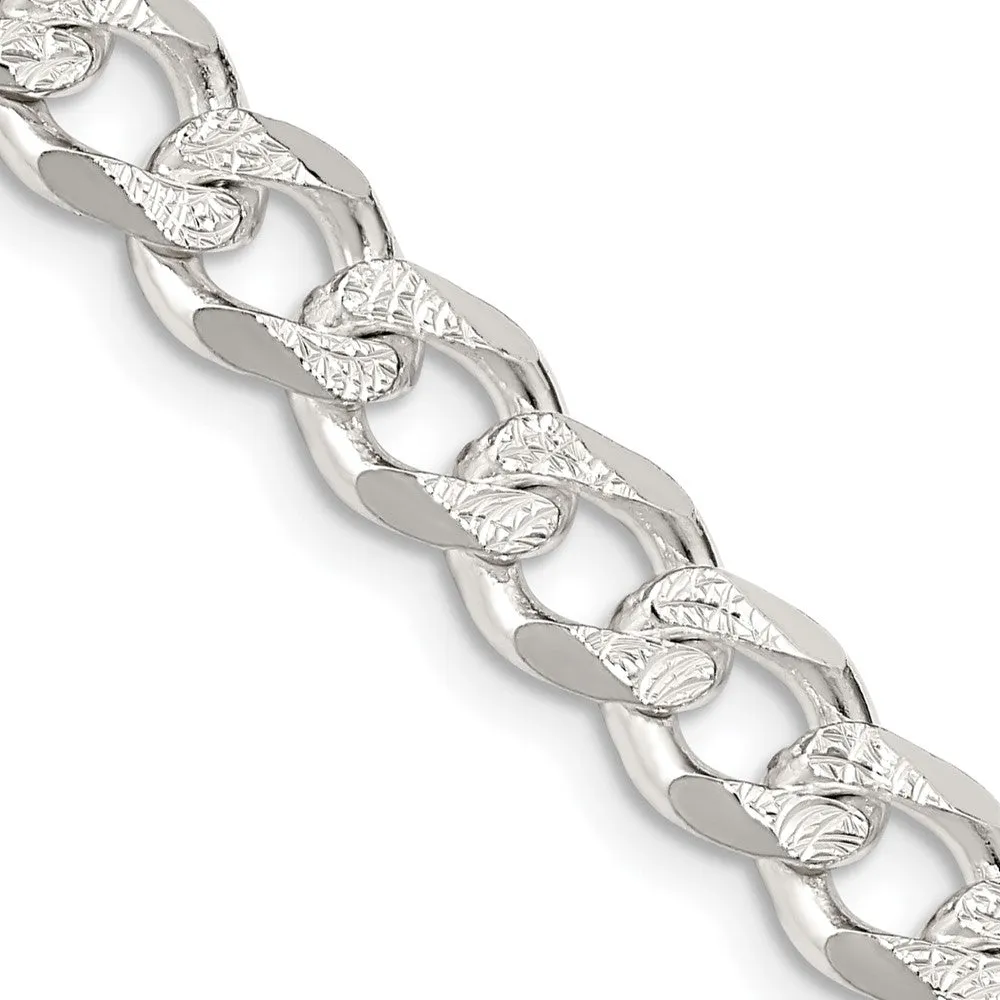 Sterling Silver 7.5mm Pav� Curb Chain