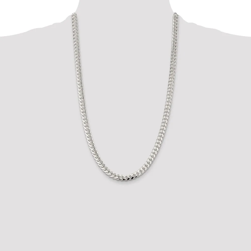 Sterling Silver 7mm Domed w/ Side Dimond-cut Curb Chain