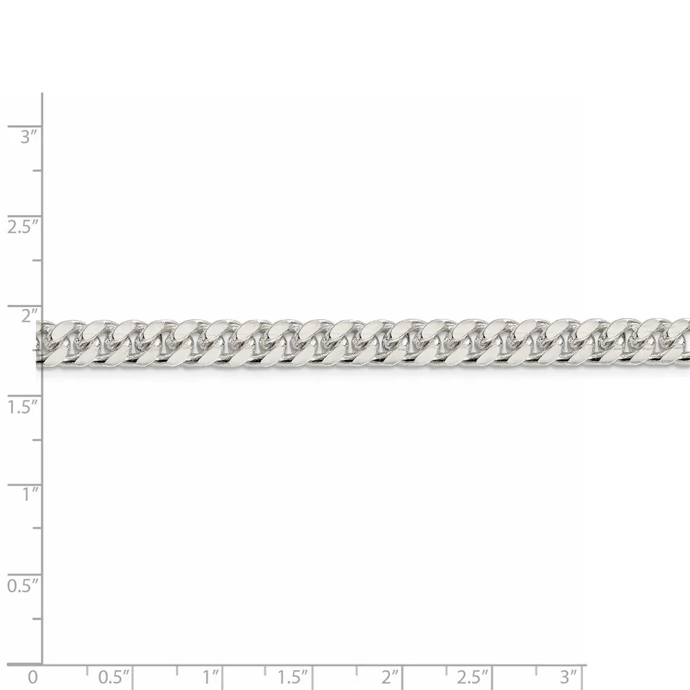 Sterling Silver 7mm Domed w/ Side Dimond-cut Curb Chain