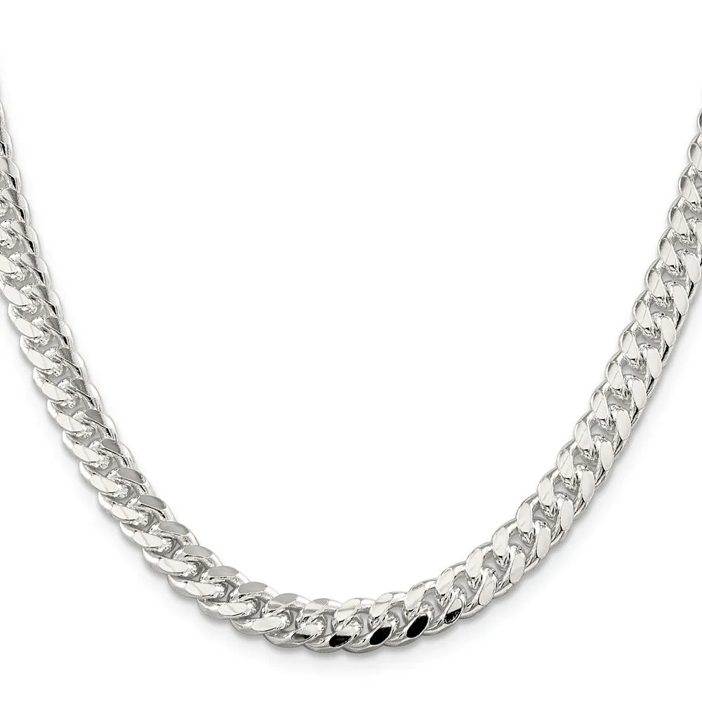 Sterling Silver 7mm Domed w/ Side Dimond-cut Curb Chain