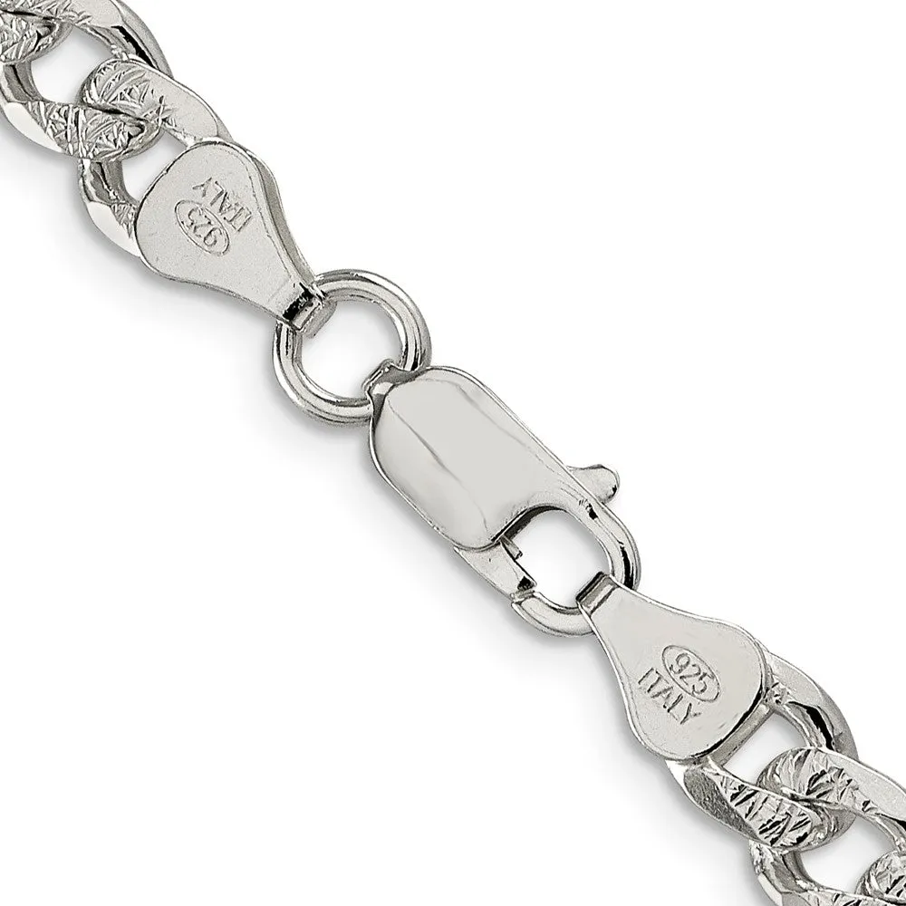 Sterling Silver 7mm Pav� Curb Chain