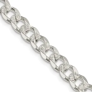 Sterling Silver 7mm Pav� Curb Chain