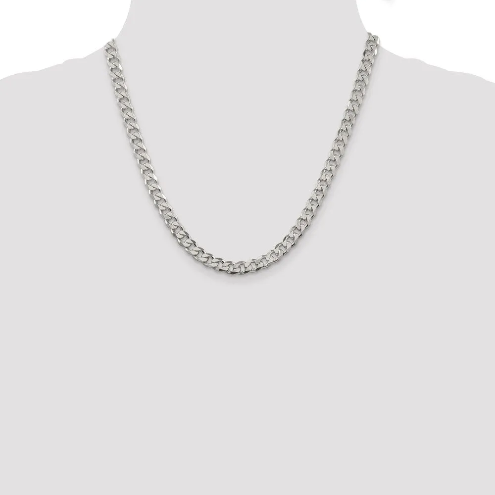 Sterling Silver 7mm Pav� Curb Chain
