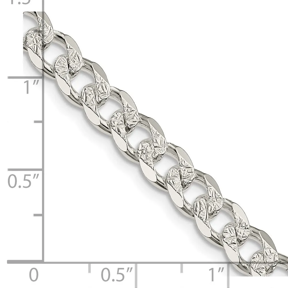 Sterling Silver 7mm Pav� Curb Chain