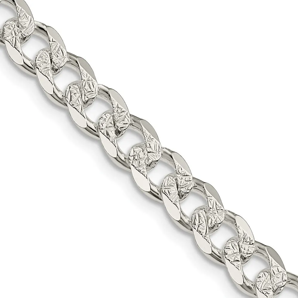 Sterling Silver 7mm Pav� Curb Chain