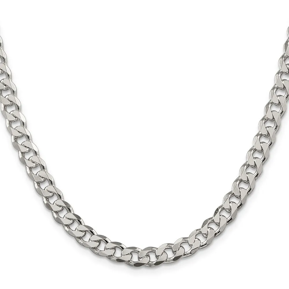 Sterling Silver 7mm Pav� Curb Chain