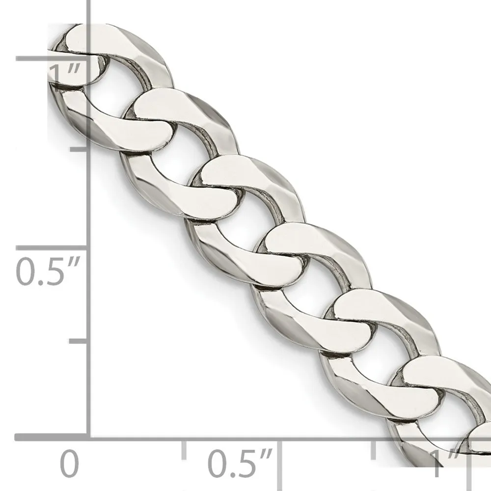 Sterling Silver 8mm Flat Curb Chain