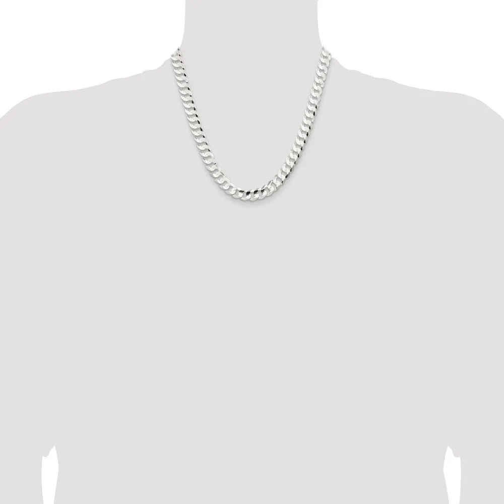 Sterling Silver 9.75mm Concave Beveled Curb Chain