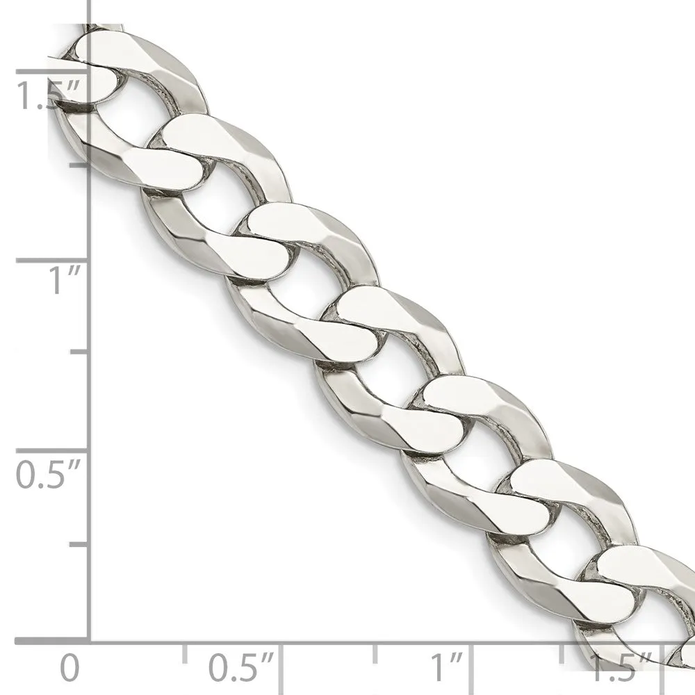 Sterling Silver 9.75mm Flat Curb Chain