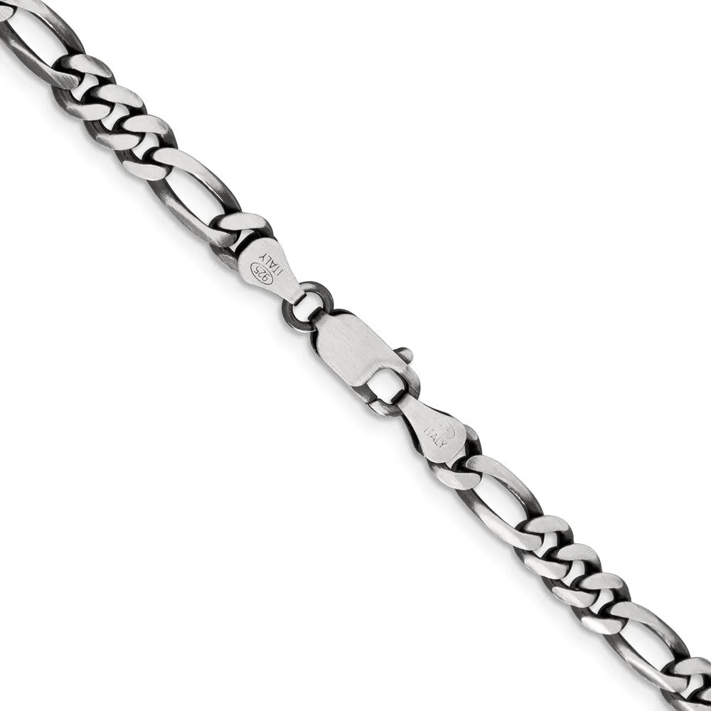 Sterling Silver Antiqued 5.5mm Figaro Chain