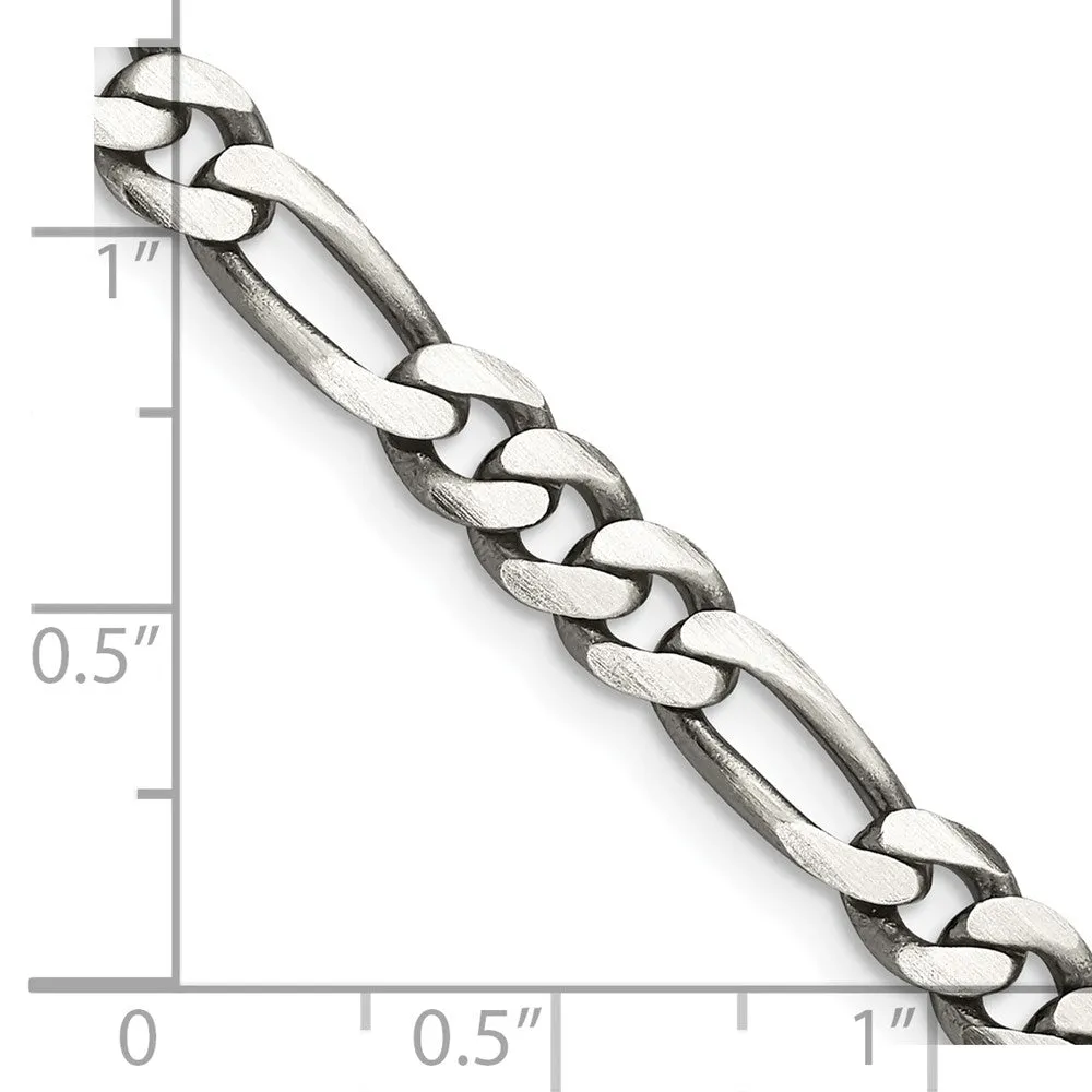 Sterling Silver Antiqued 5.5mm Figaro Chain
