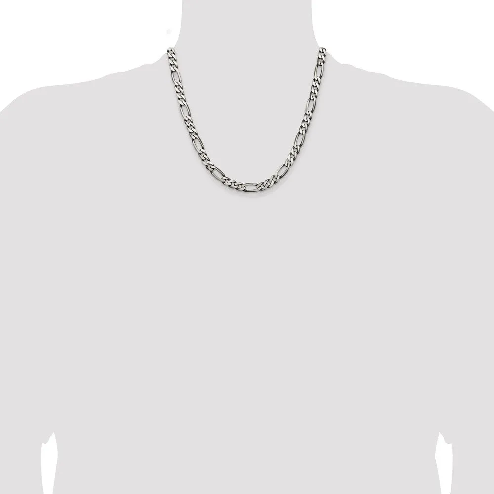 Sterling Silver Antiqued 6.5mm Figaro Chain