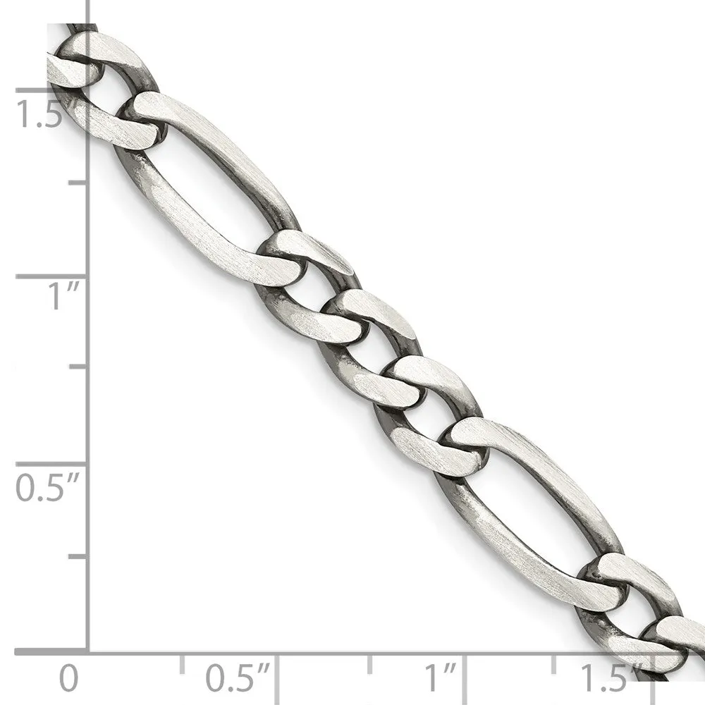 Sterling Silver Antiqued 6.5mm Figaro Chain