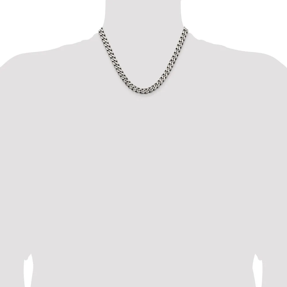 Sterling Silver Antiqued 7.5mm Curb Chain
