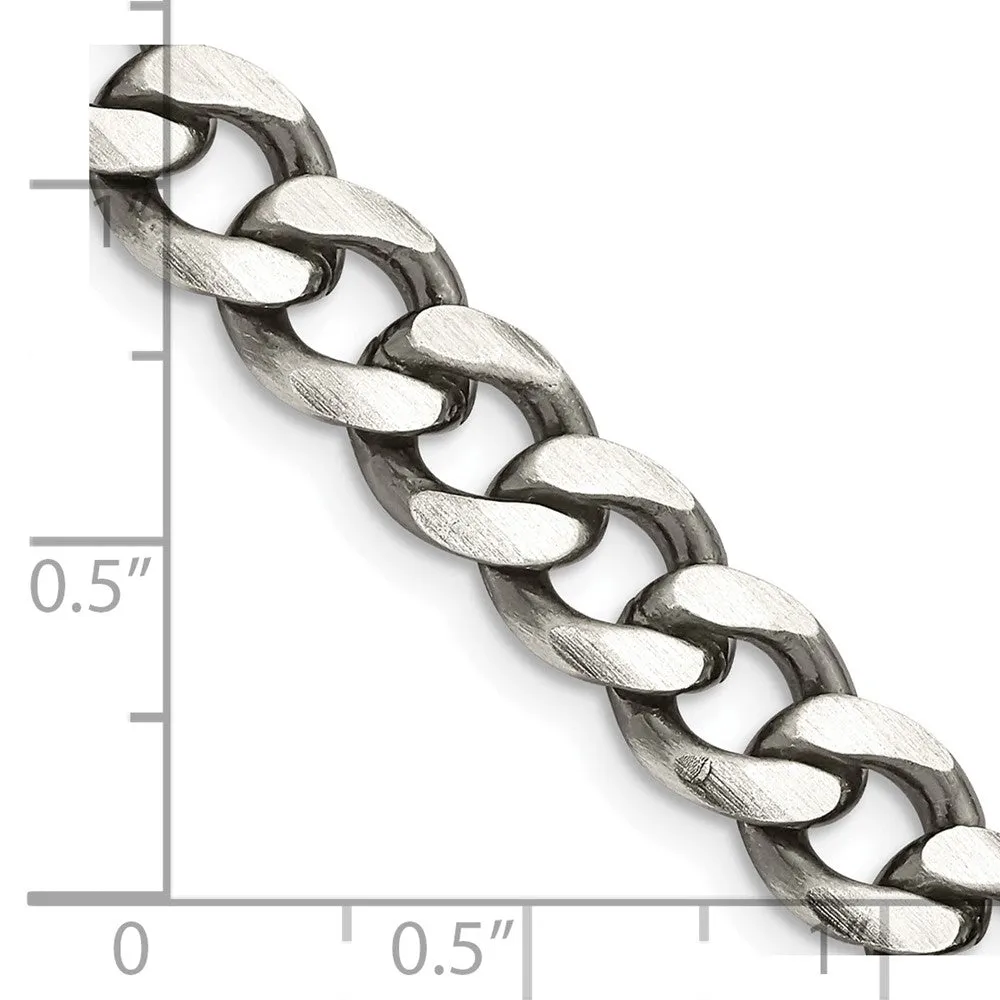 Sterling Silver Antiqued 7.5mm Curb Chain