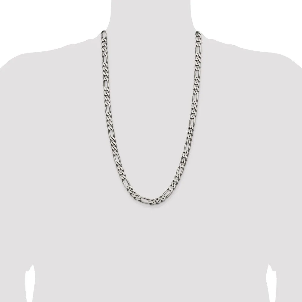 Sterling Silver Antiqued 7.75mm Figaro Chain