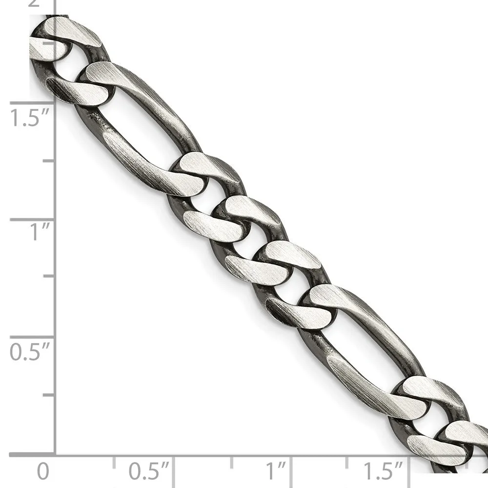 Sterling Silver Antiqued 7.75mm Figaro Chain