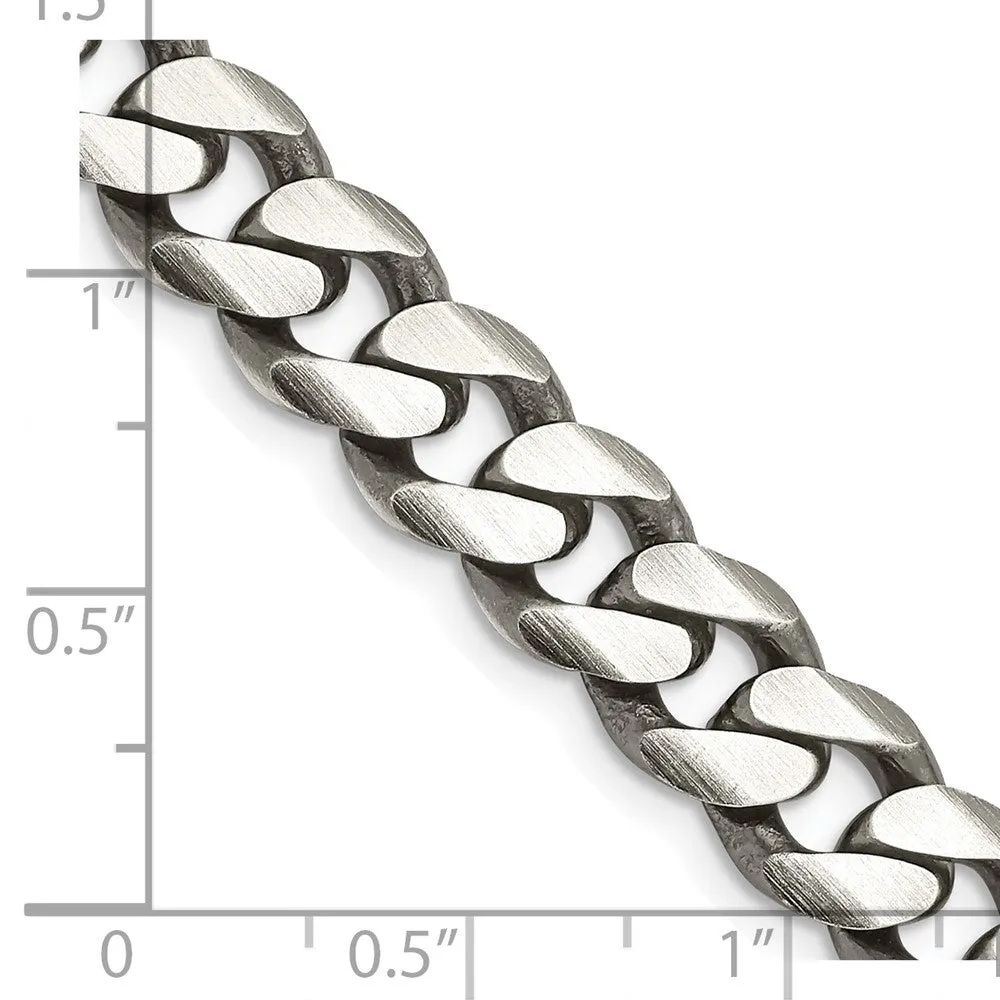 Sterling Silver Antiqued 9mm Curb Chain