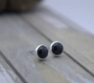 Sterling silver black onyx 6mm stud earrings