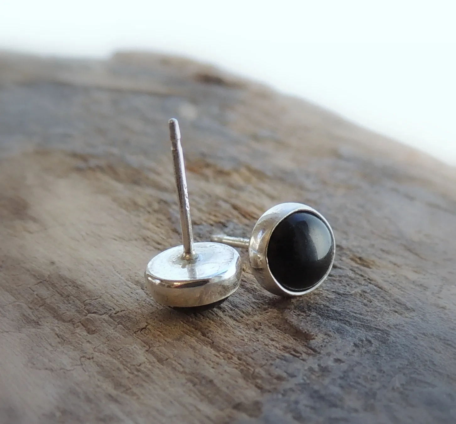 Sterling silver black onyx 6mm stud earrings