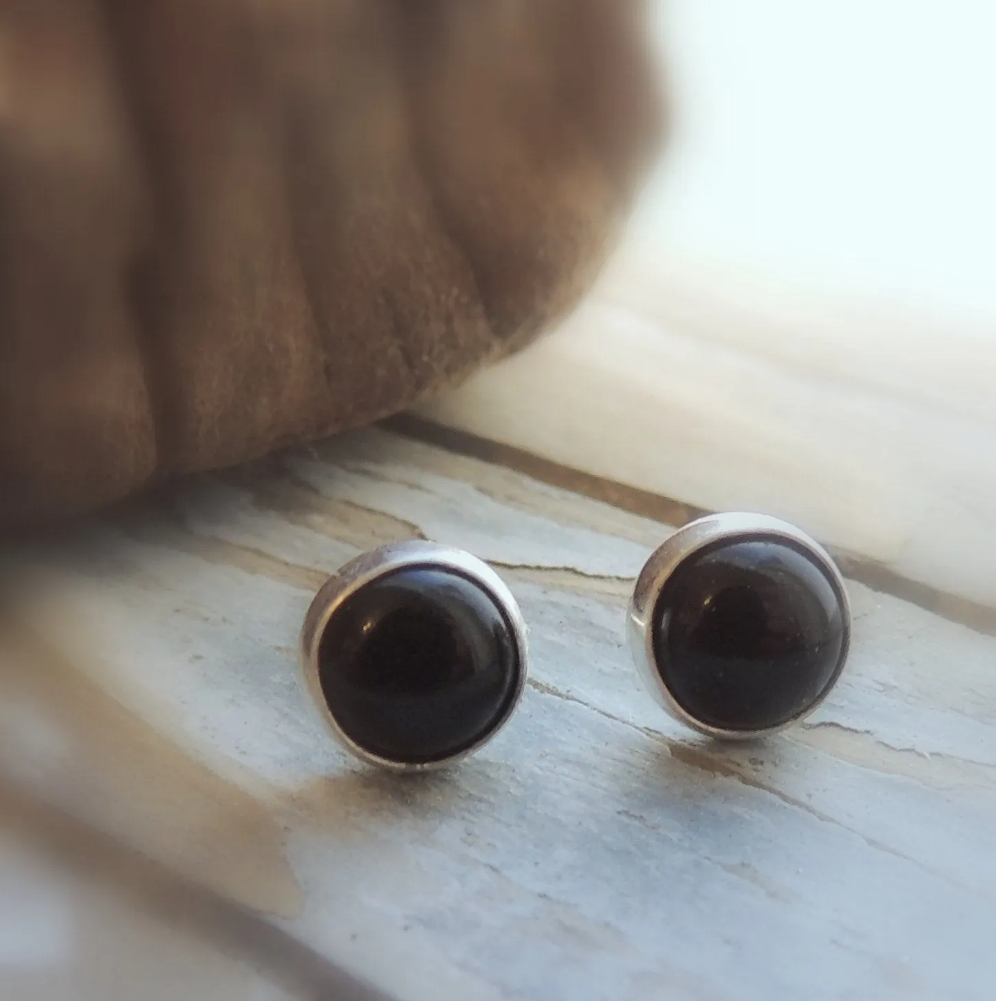 Sterling silver black onyx 6mm stud earrings