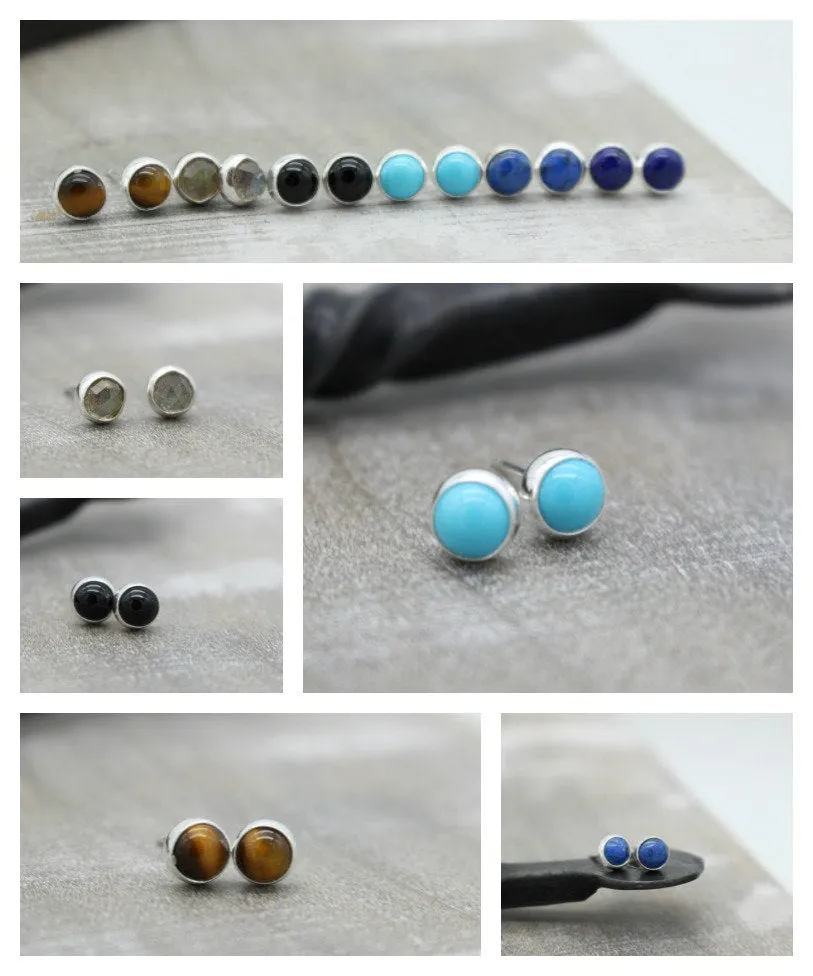 Sterling silver black onyx 6mm stud earrings