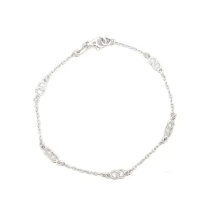 Sterling Silver Bracelet with Interlocking Circles 19cm