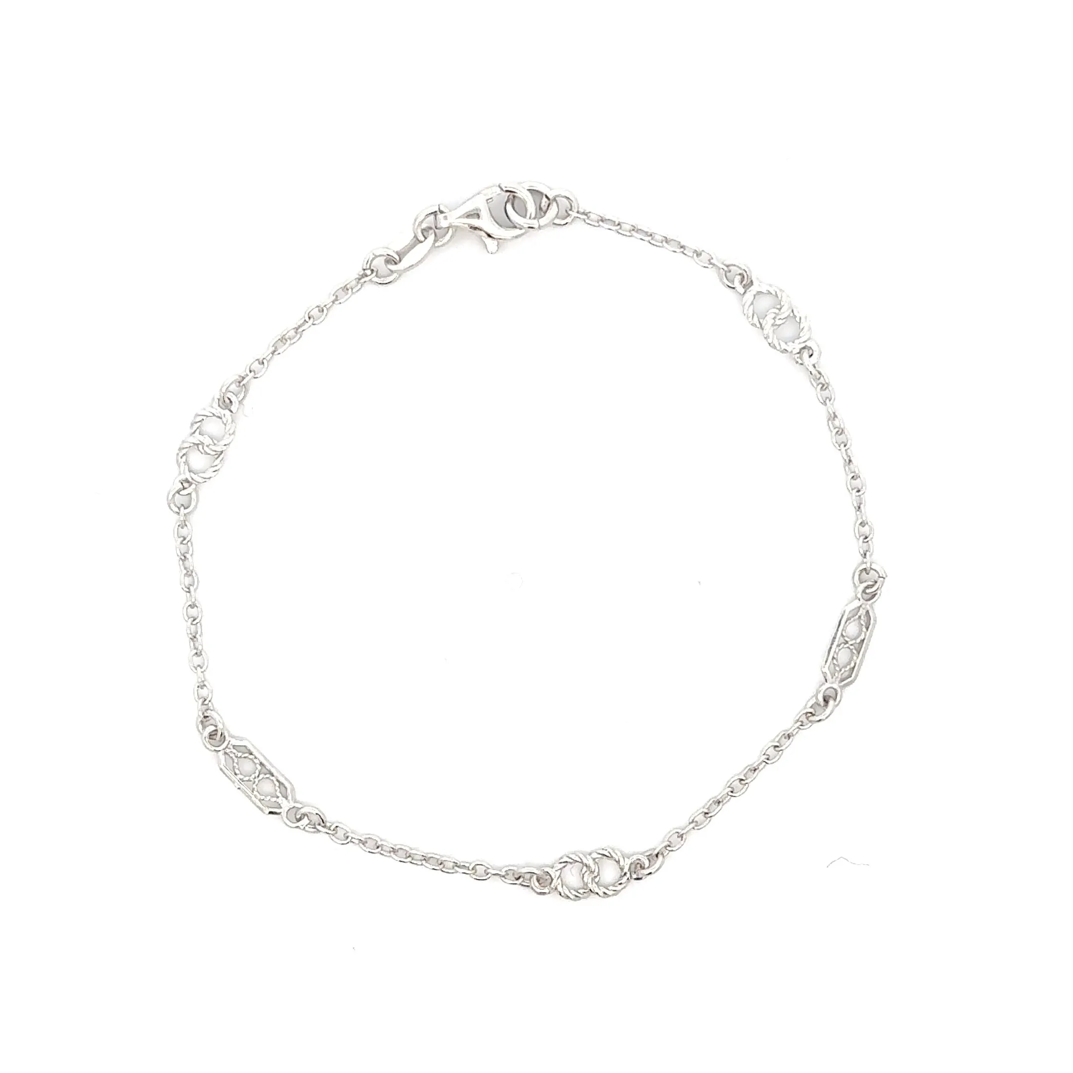 Sterling Silver Bracelet with Interlocking Circles 19cm