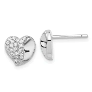 Sterling Silver Cubic Zirconia Heart Earrings
