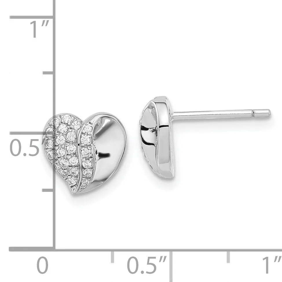 Sterling Silver Cubic Zirconia Heart Earrings