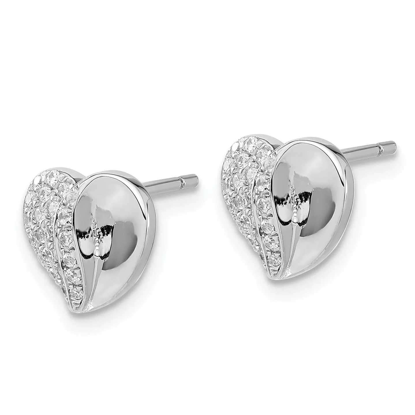 Sterling Silver Cubic Zirconia Heart Earrings