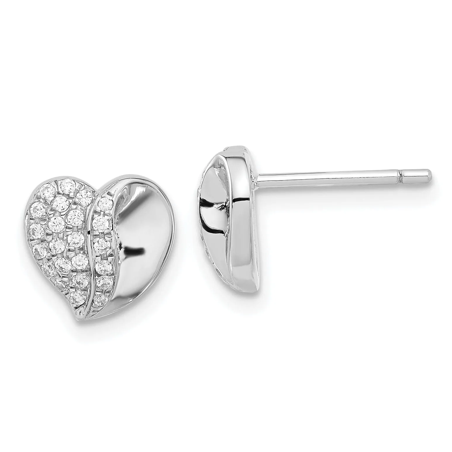 Sterling Silver Cubic Zirconia Heart Earrings