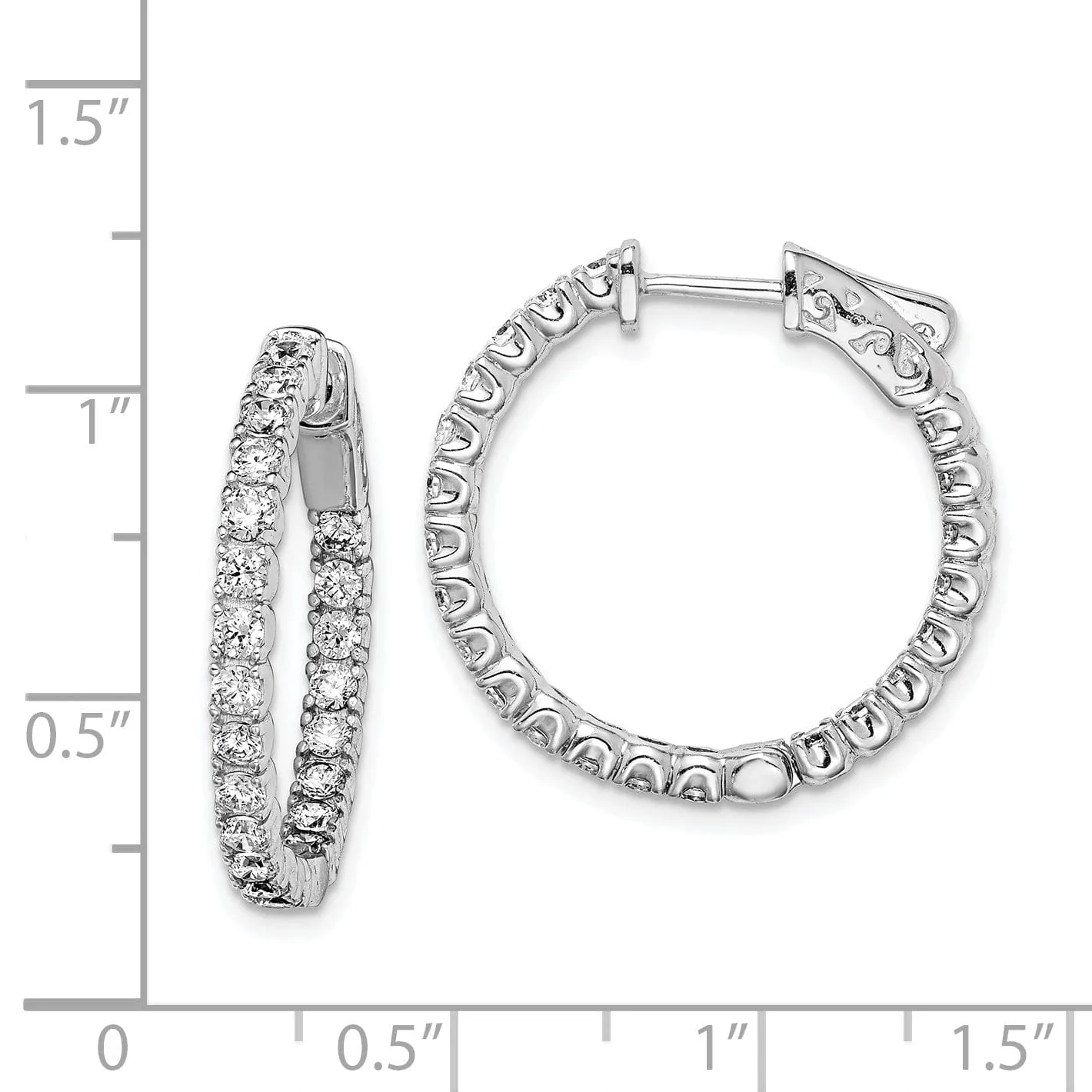 Sterling Silver CZ Hoop Earrings