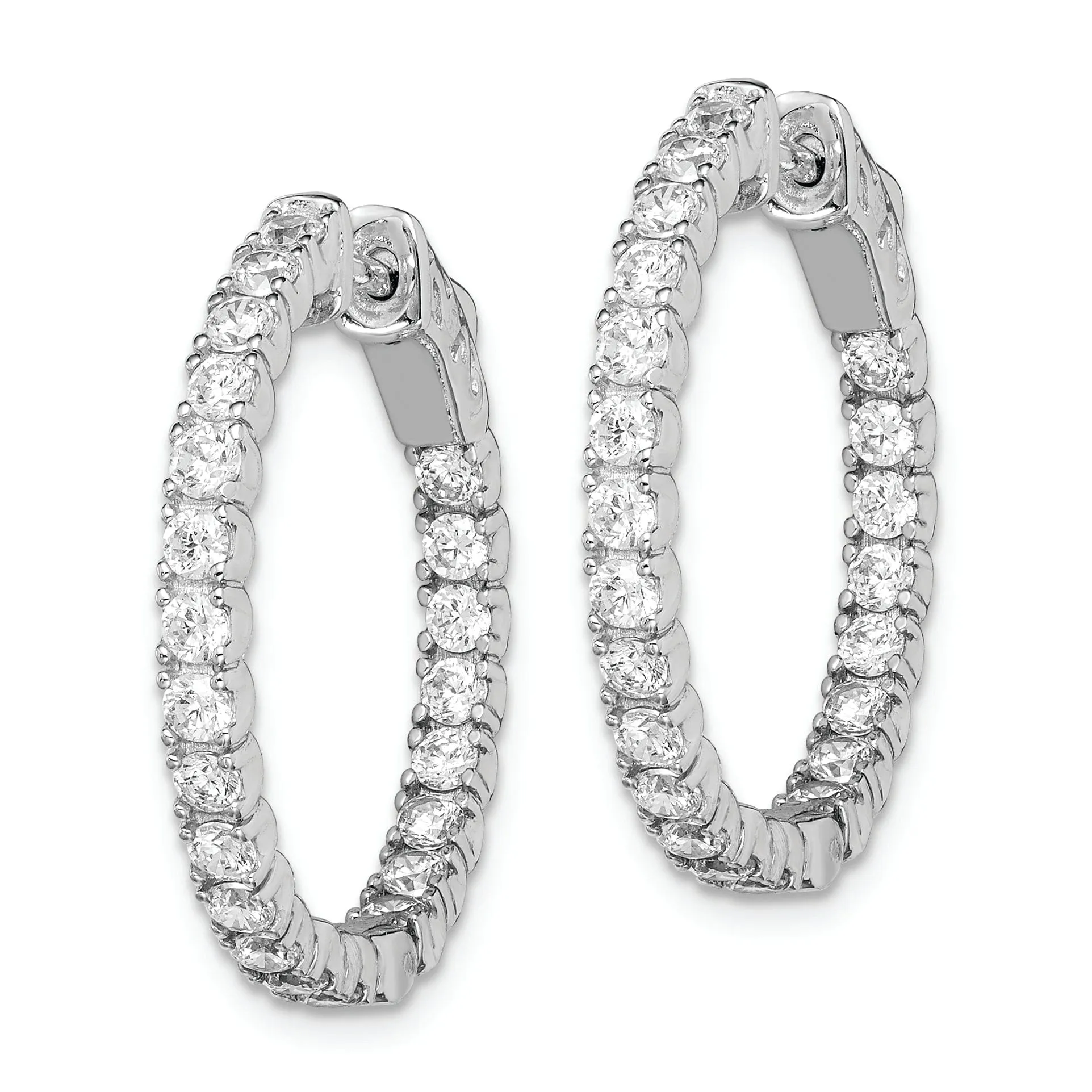 Sterling Silver CZ Hoop Earrings