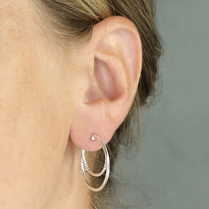 Sterling Silver Double Hoop Earrings