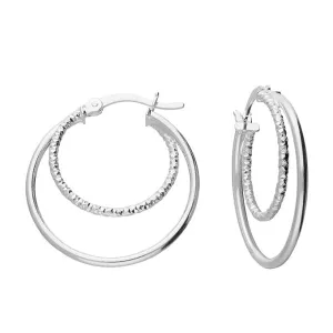 Sterling Silver Double Hoop Earrings