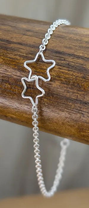 sterling silver double star bracelet