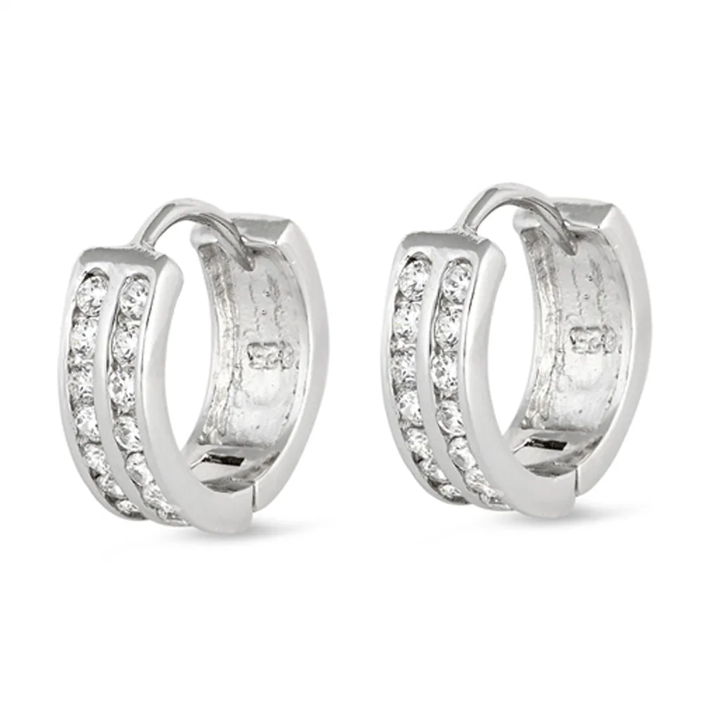 Sterling Silver Elegant Cuff Classic Vintage Style Traditional Earrings Clear CZ