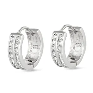 Sterling Silver Elegant Cuff Classic Vintage Style Traditional Earrings Clear CZ