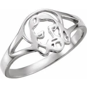 Sterling Silver Face of Jesus Ring Size 5