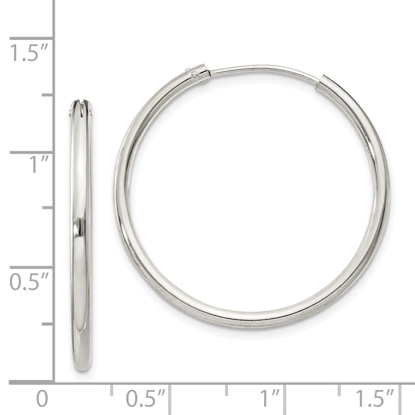 Sterling Silver Hollow Hoop Hinged Earrings