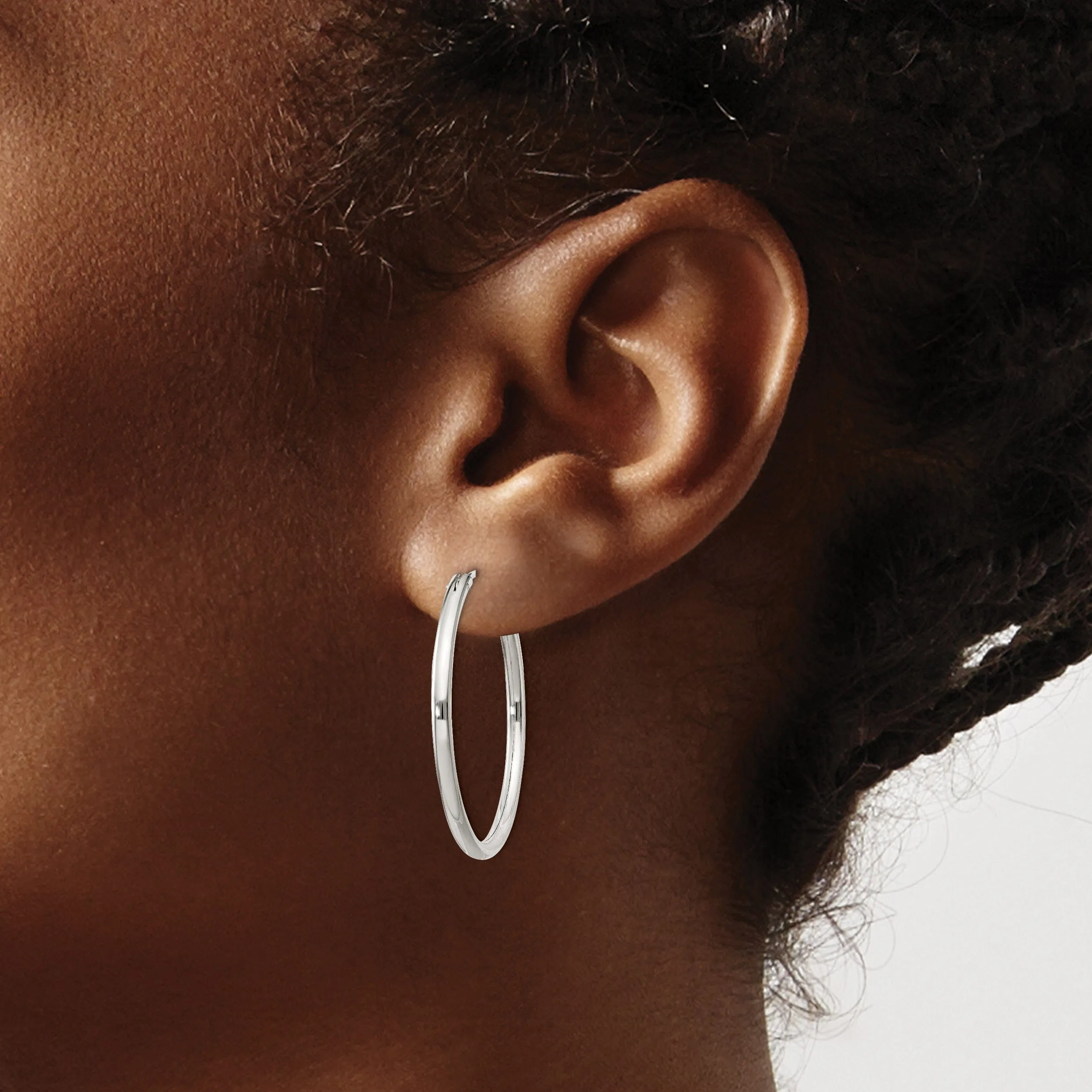 Sterling Silver Hollow Hoop Hinged Earrings