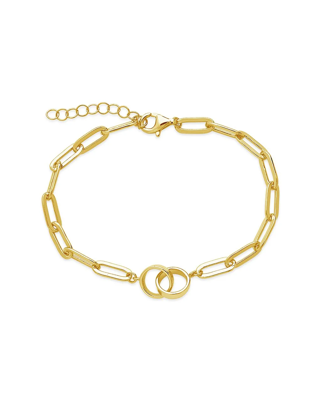 Sterling Silver Interlocking Circles Chain Link Bracelet