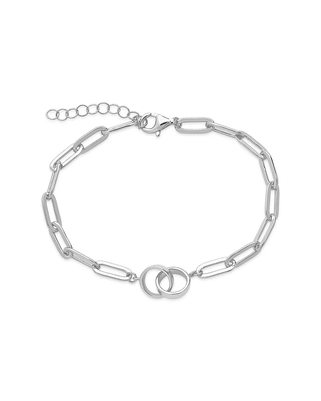 Sterling Silver Interlocking Circles Chain Link Bracelet