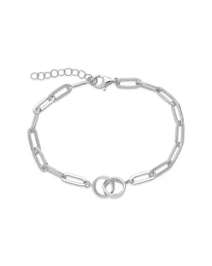 Sterling Silver Interlocking Circles Chain Link Bracelet