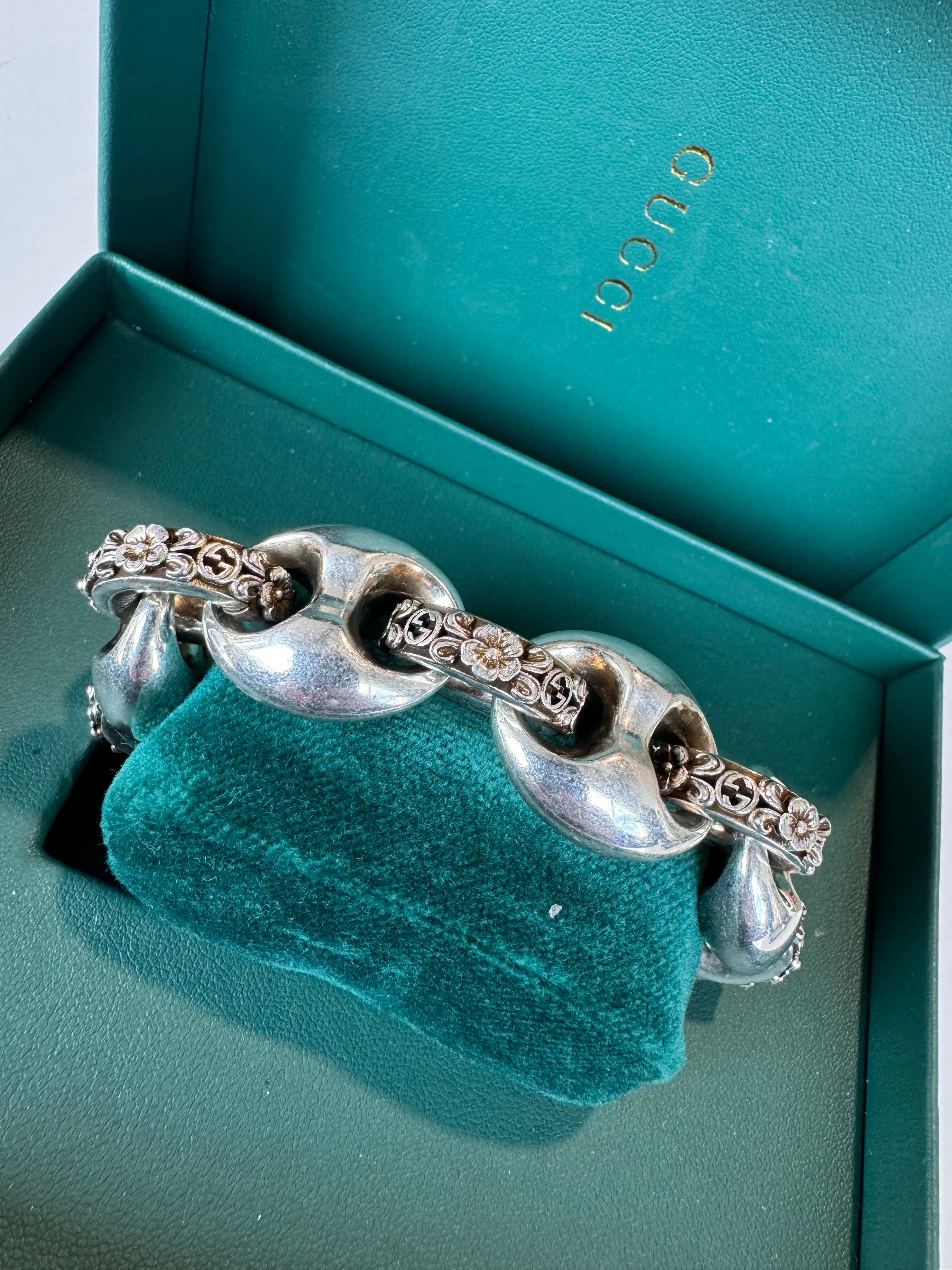 Sterling Silver Interlocking G Marina Chain Bracelet