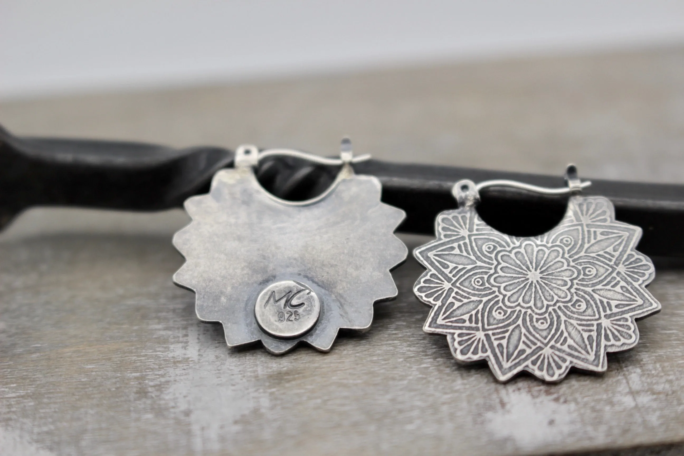 Sterling silver mandala earrings