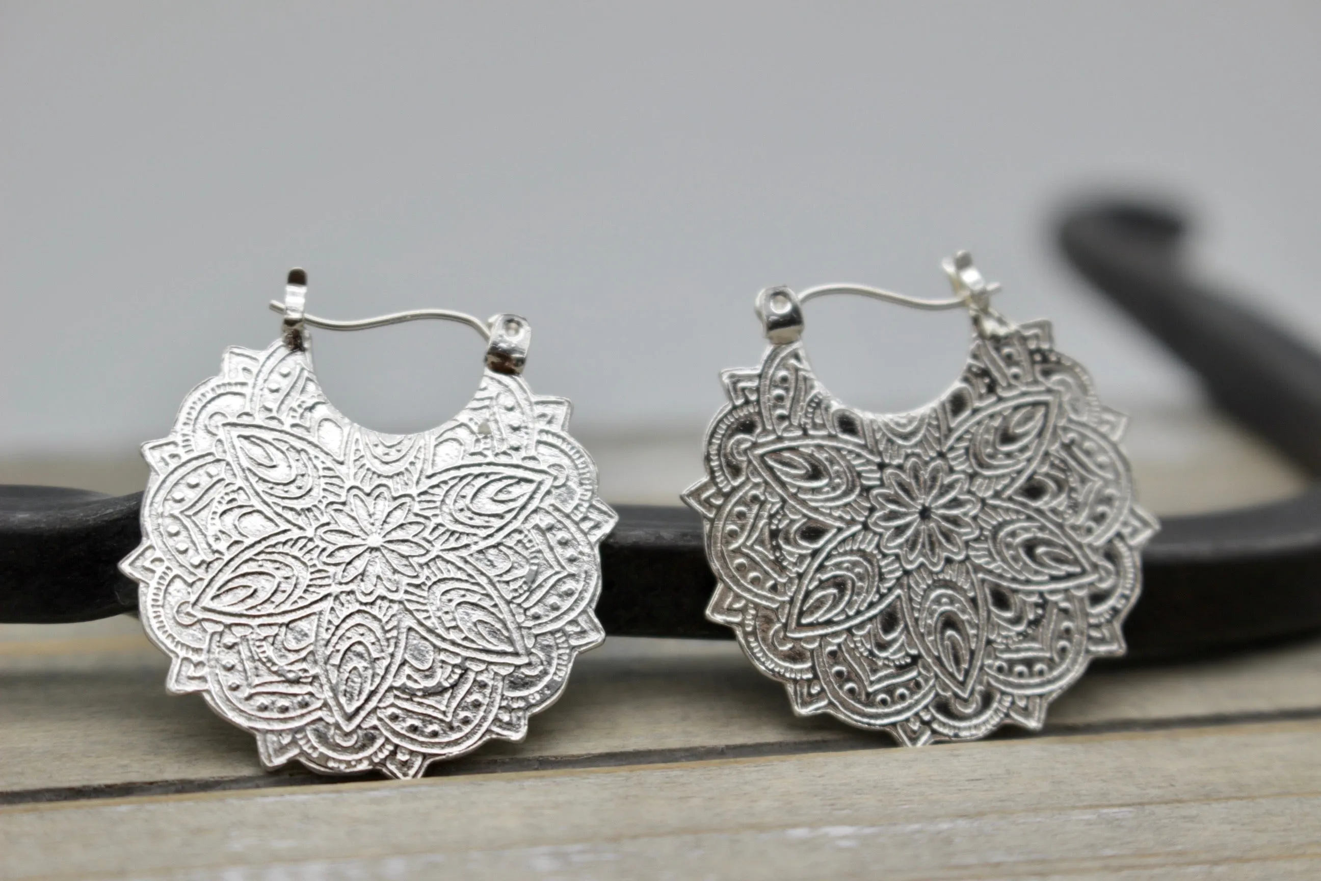 Sterling silver mandala earrings