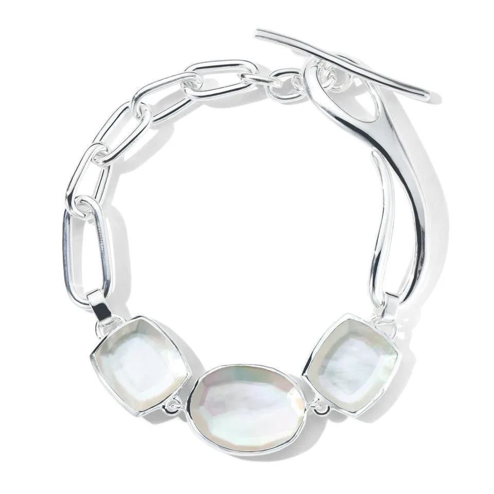 Sterling Silver Mixed-Cut Stone & Linea Link Bracelet