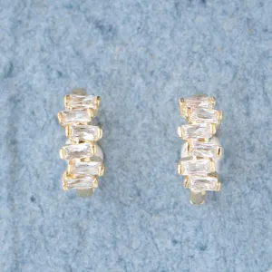 Sterling Silver or 14k Gold Cubic Zirconia Huggie Hoop Earring